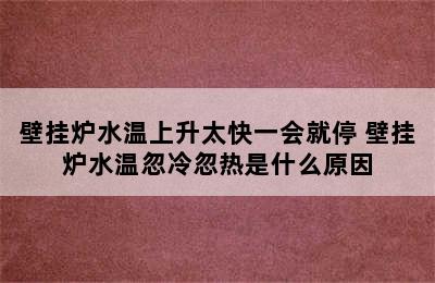 壁挂炉水温上升太快一会就停 壁挂炉水温忽冷忽热是什么原因